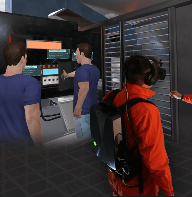 Immersive Deck: photo of user experience in industrial training